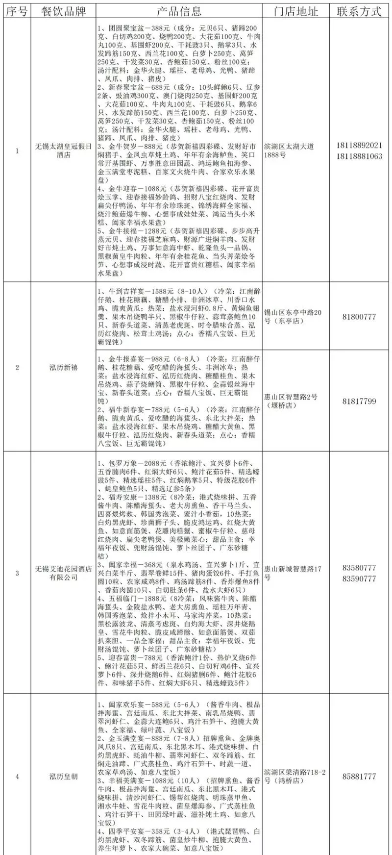 2021无锡可线上预约年夜饭餐厅及菜单