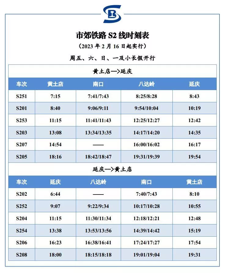 2023北京赏花火车时间表